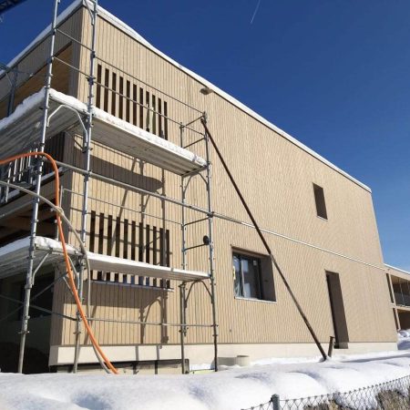 Überbauung Waldegg in Alterswil, Haus 5 Seitenansicht im Februar 2019